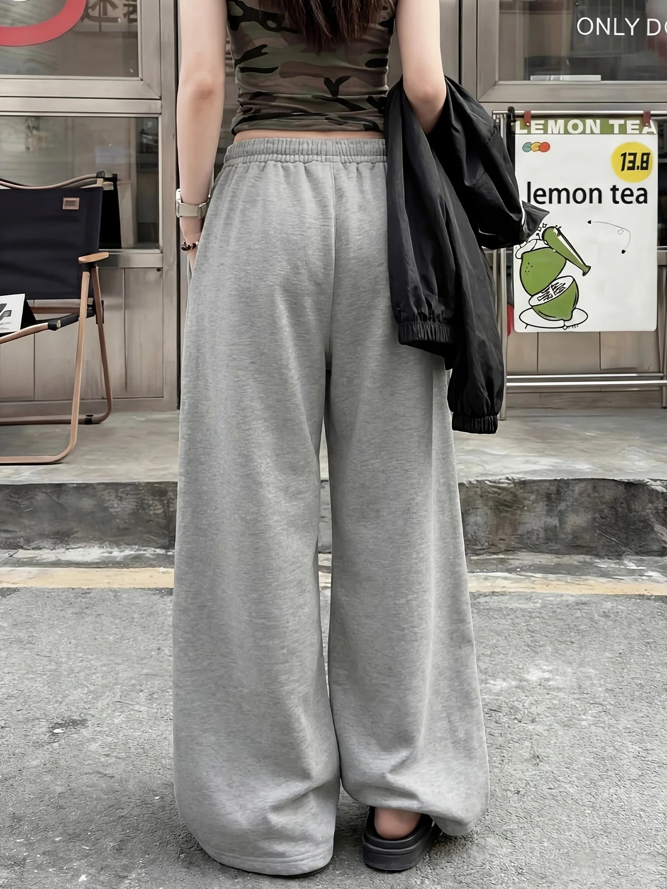 Pantaloni della tuta casual da donna in stile streetwear con stampa a stelle, nuovi arrivi per la primavera, in pile, vestibilità ampia, streetwear oversize