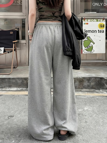 Pantaloni della tuta casual da donna in stile streetwear con stampa a stelle, nuovi arrivi per la primavera, in pile, vestibilità ampia, streetwear oversize