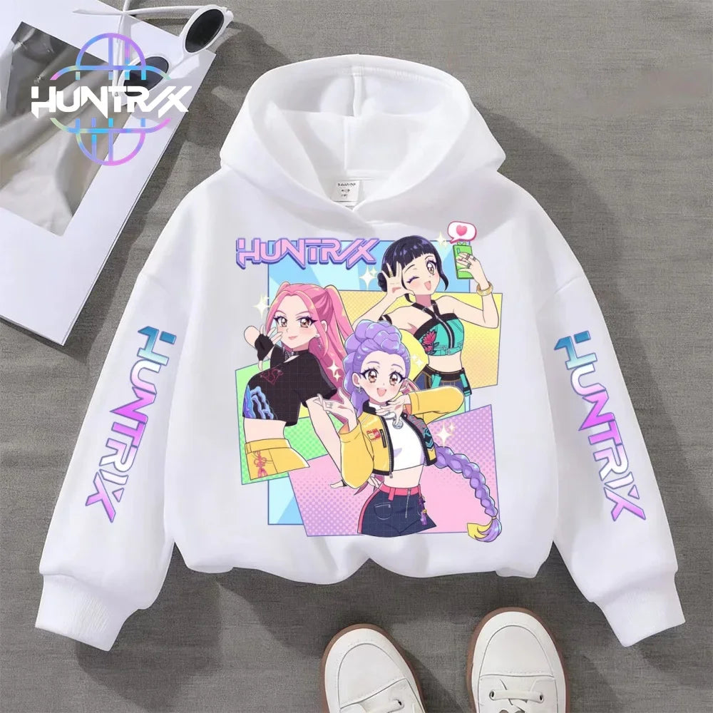 Felpa con cappuccio KPop Demon Hunters per bambini dai 3 ai 14 anni, con grafica Derpy, calda felpa autunnale