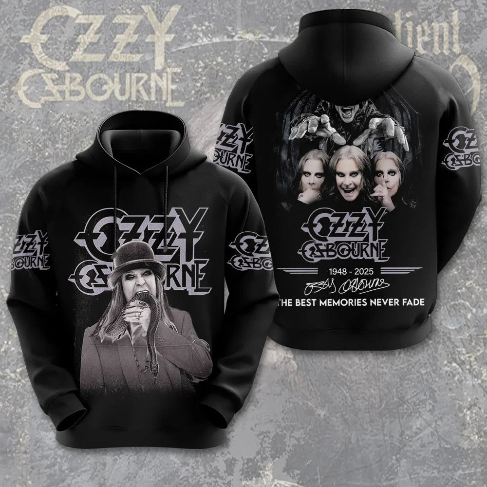Felpa con cappuccio con stampa 3D del gruppo rock Ozzy Osbourne, uomo e donna, alla moda, oversize, abbigliamento per adulti, cappotto per fan, felpa con cappuccio da uomo Y2k