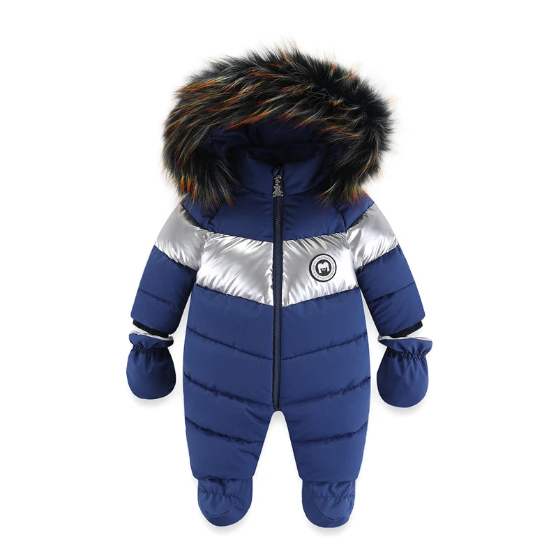 Tutina invernale per neonati con guanti, abbigliamento caldo per bambine, set di abbigliamento con cappuccio per bambini, tuta imbottita per bambini da 0 a 24 mesi.
