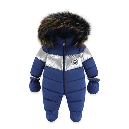 Tutina invernale per neonati con guanti, abbigliamento caldo per bambine, set di abbigliamento con cappuccio per bambini, tuta imbottita per bambini da 0 a 24 mesi.