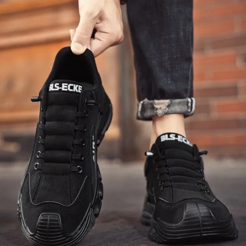 Scarpe casual da uomo autunno 2025, nere, semplici, traspiranti, scarpe da skate, comode e resistenti, scarpe da jogging in EVA.