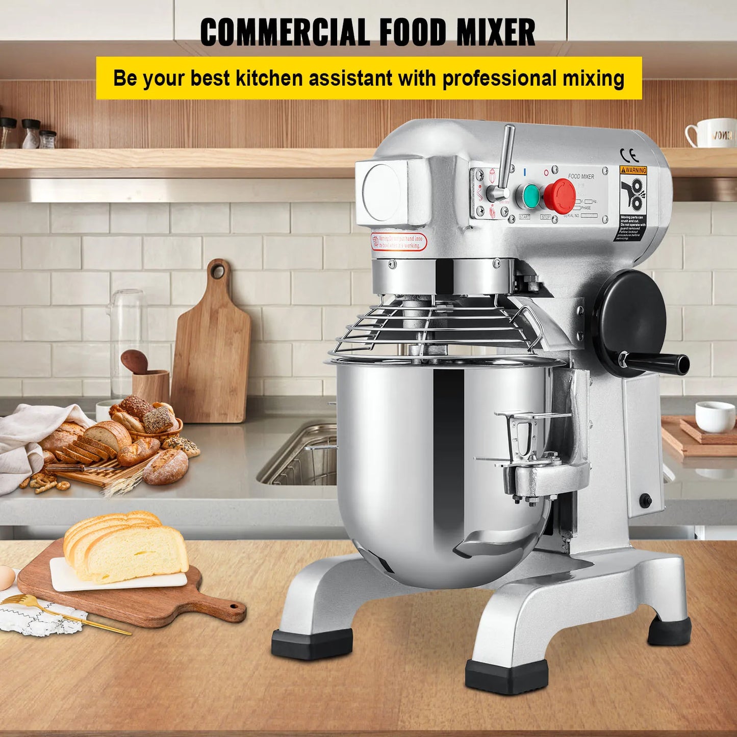 SucceBuy Impastatrice elettrica da 10-30 litri in acciaio inossidabile, frullatore professionale con frusta per uova e panna, robot da cucina, supporto per alimenti.