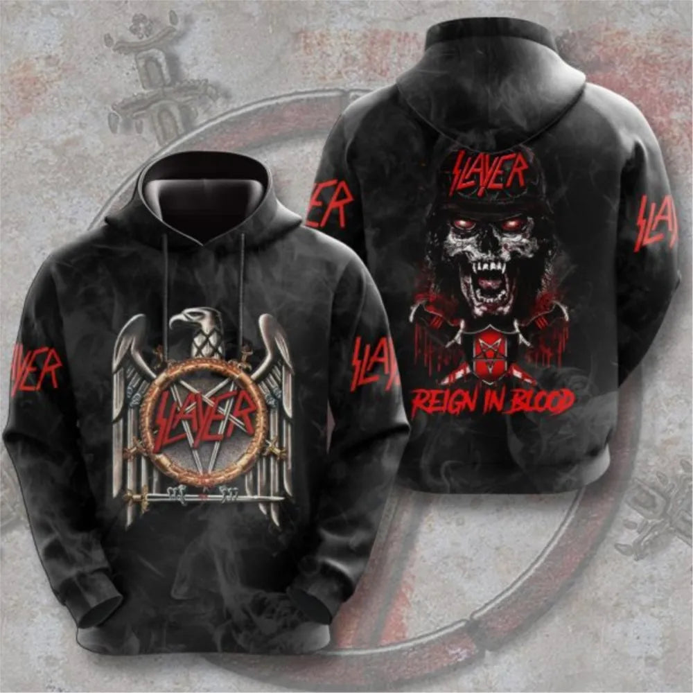 Felpe da uomo alla moda, felpe rock band Slayer, felpe con stampa 3D, uomo e donna, felpa hip hop, pullover oversize streetwear, felpa Y2k