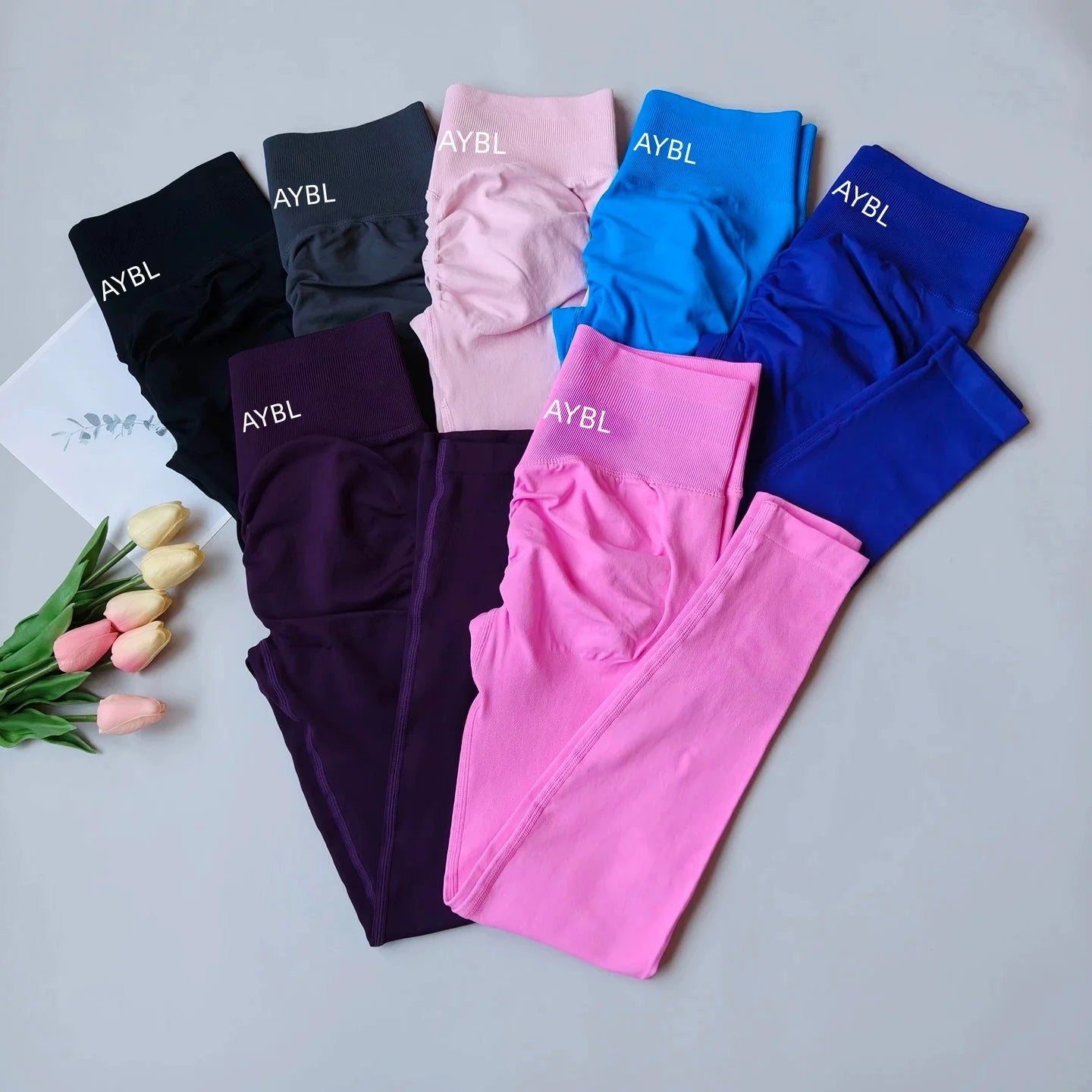 Leggings alla moda da donna, senza cuciture, per yoga, palestra, pantaloni sportivi, con fascia a coste basse, elasticizzati, aderenti