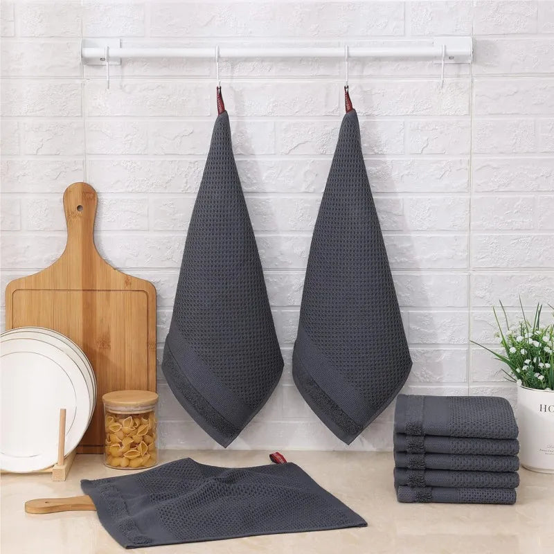 Homaxy Kitchen Cotton Towels Honeycomb Breathable 100% Cotton Dish Cloths Reusable Absorbent Household Washable Cleaning Cloths