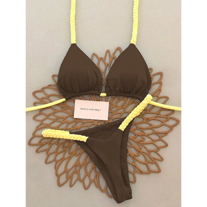 Micro bikini 2025, costumi da bagno push-up da donna, costumi da bagno sexy, bikini brasiliano, perizoma, bikini tinta unita, abbigliamento estivo da spiaggia.