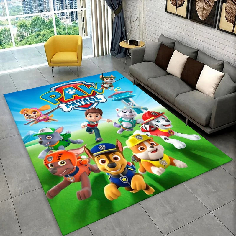 Tappeto con simpatico cane P-Patrol in stile cartone animato per sala giochi, camera da letto, soggiorno, divano, decorazione per la casa, tappeto antiscivolo per area giochi bambini.