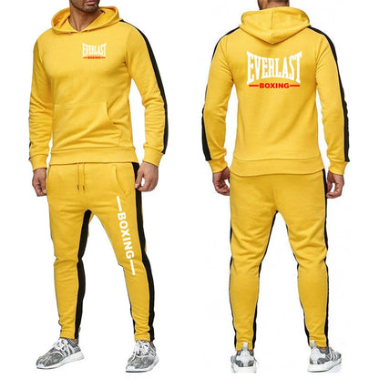 Everlast 2025 Hot Sale Men's Solid-color Two Piece Outdoors Single Sweatpants Hoodie Fashion Comfortable Casual Sportswear Suit