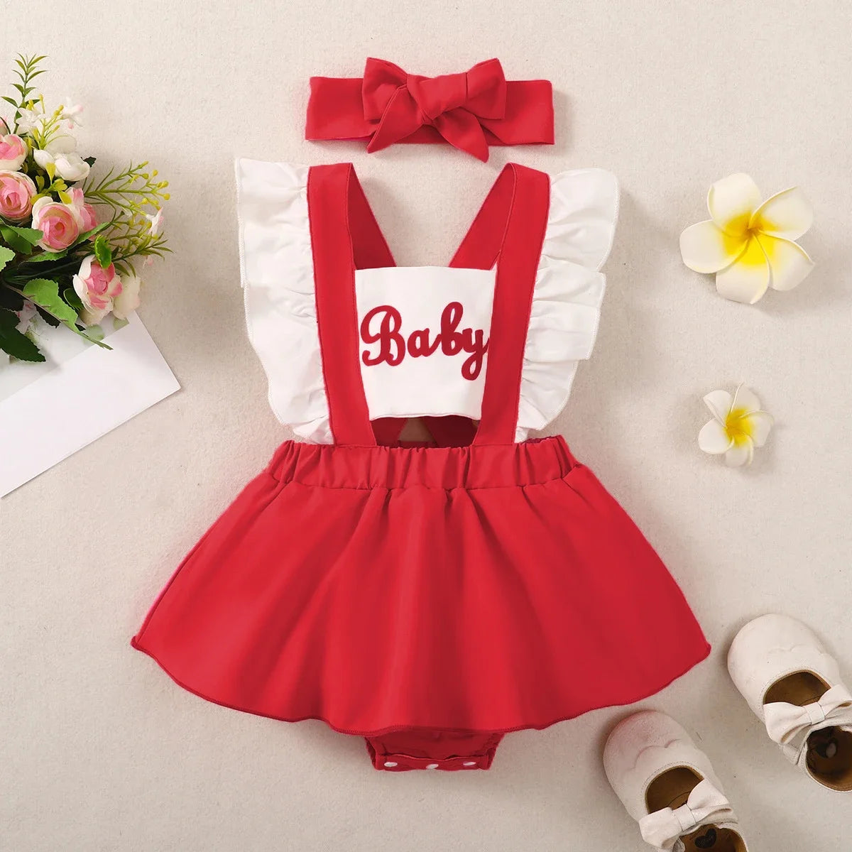 Prowow Abbigliamento per neonate Abito estivo con body senza schienale, stampa con lettere e patchwork per neonate e bambine