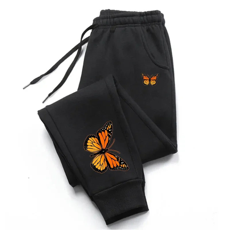 Butterfly Printing Womens Sweatpants Fashion Casual Trend Jogging Trousers Versatile Soft Hot Sales Street Elastic Waist Pants