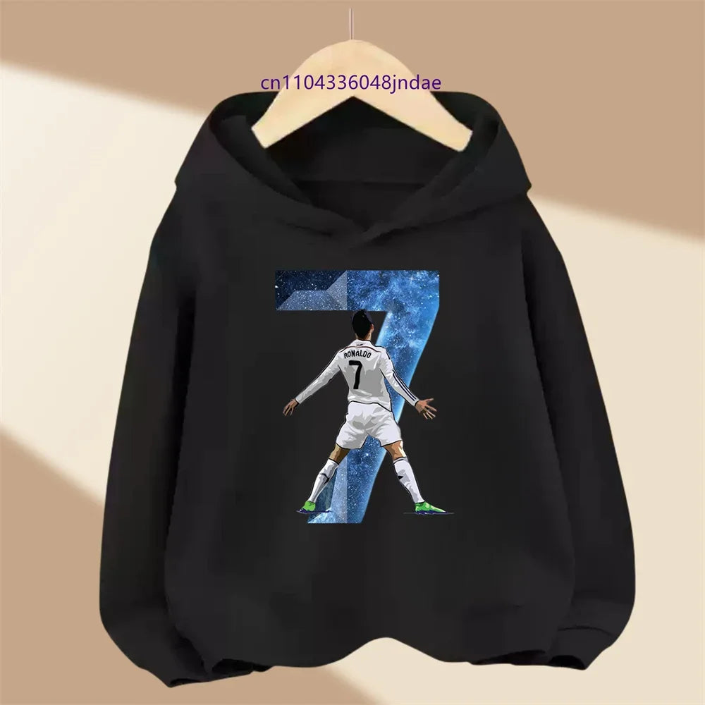 Abbigliamento per bambini di marca, felpa casual per bambini, felpa sportiva per primavera e autunno per ragazzi e ragazze, pullover con stampa Ronaldo