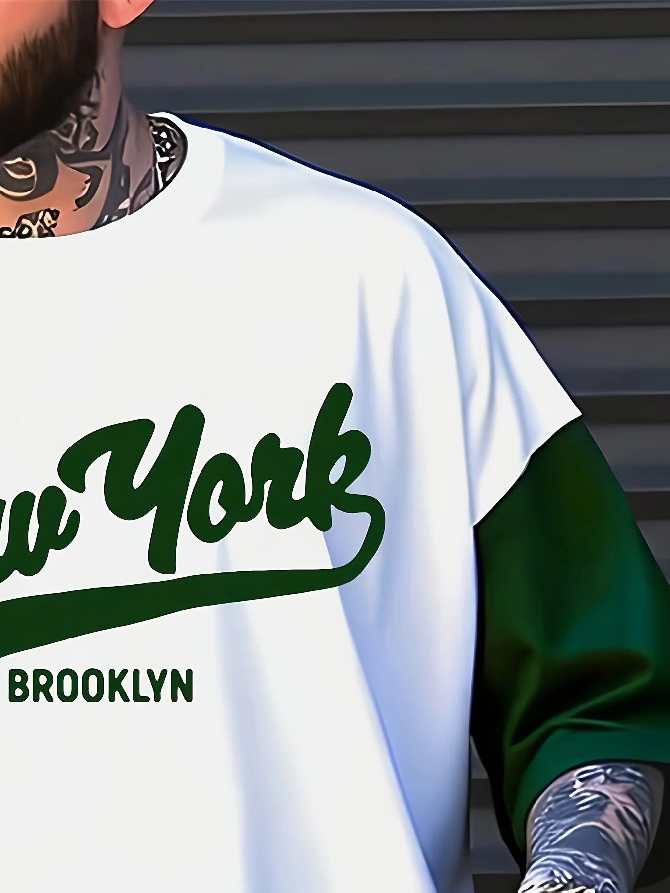 Nuova collezione estate 2025 di abbigliamento sportivo casual da uomo: t-shirt a maniche corte con scollo rotondo e stampa digitale 3D a blocchi di colore e pantaloncini.