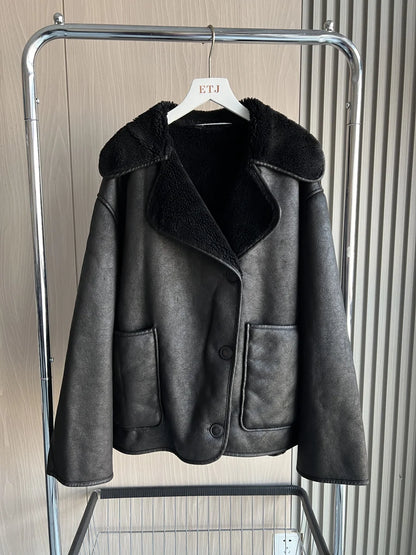 ETJ 2025 Fall/Winter New Arrival Women's ZW Series Double-Sided Collar Oversized Long-Sleeve Jacket Warm Coat 3548246