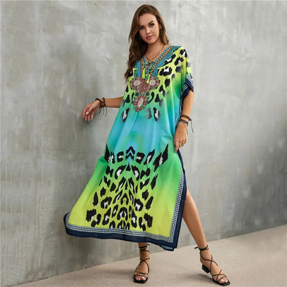 Women's Clothing Kaftan Dresses for Women Plus Size Bathing Suit Cover up Caftan Maxi Beach Dresses
