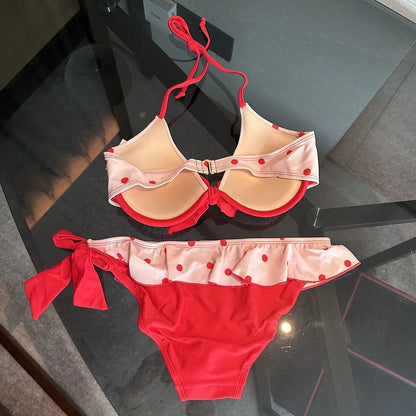 Nuovo bikini a 4 pezzi da donna a vita alta, modello Fairy Sweet, 2026 - Stampa alla moda, ideale per vacanze al mare, feste estive e molto altro.