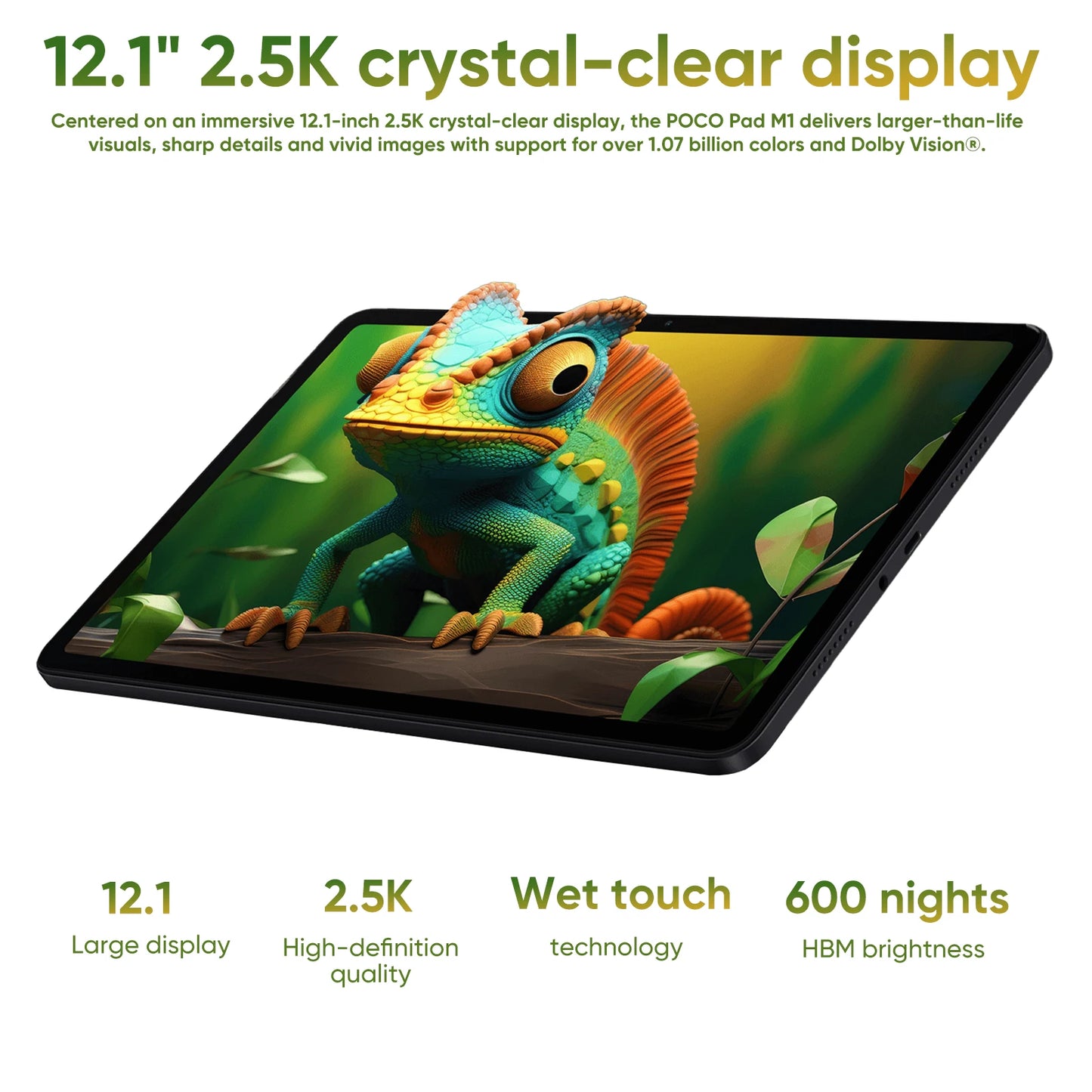Nuovo tablet POCO Pad M1 versione globale con Snapdragon 7s Gen 4, display da 12,1" a 120Hz con risoluzione 2.5K, batteria da 12000 mAh con ricarica rapida da 33 W, 8 GB di RAM e 256 GB di memoria interna.