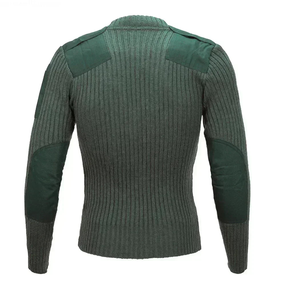 NUOVO Maglione da uomo M-3XL in jersey lavorato a maglia, pullover invernale in lana con toppe, verde vintage/blu, scollo a O/V, maglieria, abbigliamento freddo, jersey da uomo