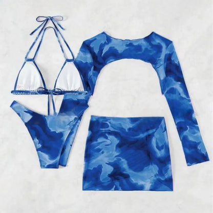 Sexy Vibrant Four-Piece Bikini Set Separate Women's Swimsuit Trendy Beachwear from Mainland China Wish Best-Selling Item
