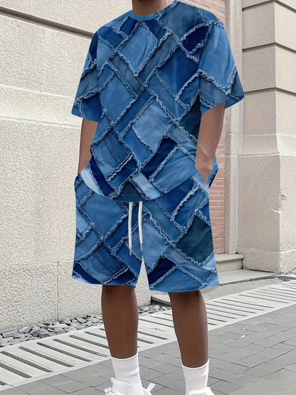 The new men's set for summer 2025 features 3D personalized printing which is fashionable sporty comfortable soft and skin-friend
