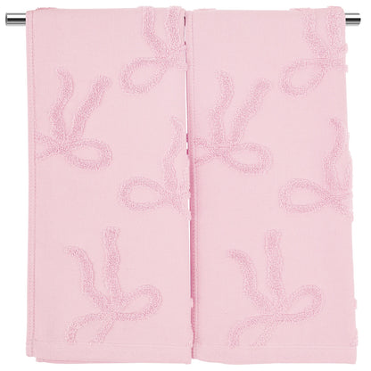 2/3Pcs Bath Towel Cotton 3D Bow Pattern Face Towel Strong Absorbency Embossing Bow Hand  Towel for Kitchen Bathroom Guest Room