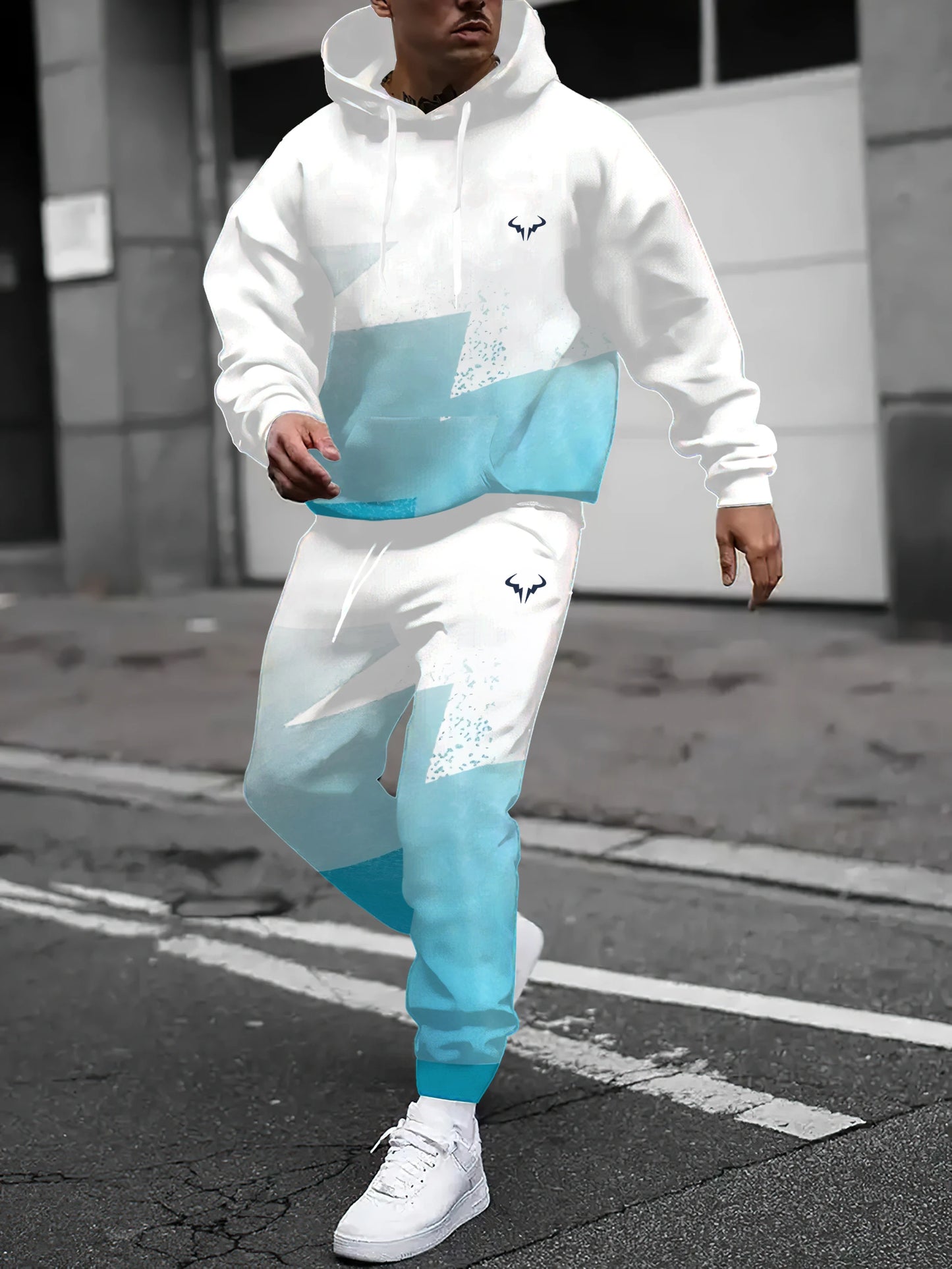 The new men's set for Spring and Autumn 2025 features a casual fashionable soft and comfortable 3D printed pattern