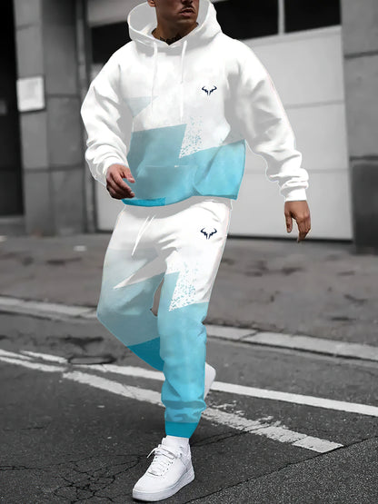 The new men's set for Spring and Autumn 2025 features a casual fashionable soft and comfortable 3D printed pattern