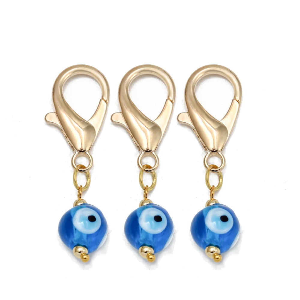 Set di 3 portachiavi Lucky Eye Turkish Evil Eye in lega, portachiavi rotondo Fatima, portachiavi per borsa e auto, pulsaras bijoux צמידים