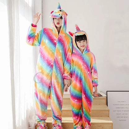 Set di pigiami Kigurumi per bambini e bambine, pigiami panda unicorno per donne, pigiami pigiama tutina gatto per adulti, pigiami invernali caldi per bambini