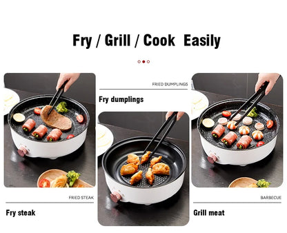 Padella elettrica multicooker 220V per uso domestico, barbecue, frittura di pesce, bistecca, padella antiaderente, macchina per cucinare