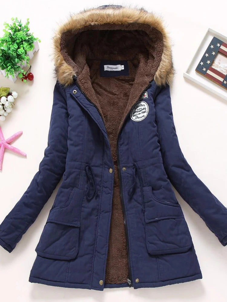 Qpipsd 2025 New Autumn Winter Women Cotton Jacket Padded Casual Slim Coat Emboridery Hooded Parkas Wadded Warm Overcoat