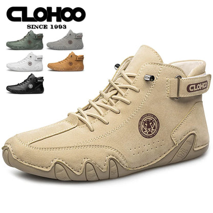 CLOHOO Scarpe da ginnastica da uomo in pelle PU con lacci, nere, casual, da passeggio, leggere, comode e traspiranti, marroni, da uomo