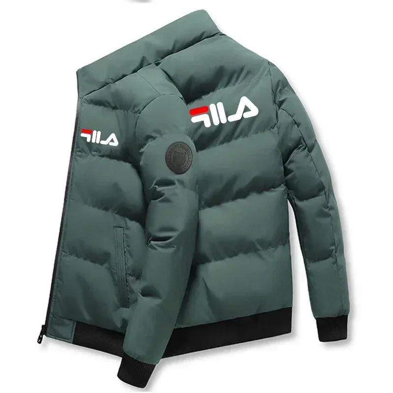 2025 Autumn Winter Men's Short Warm Coat Thick Windshield Casual Printed Zipper Jacket For Outdoor Activities And Street Style