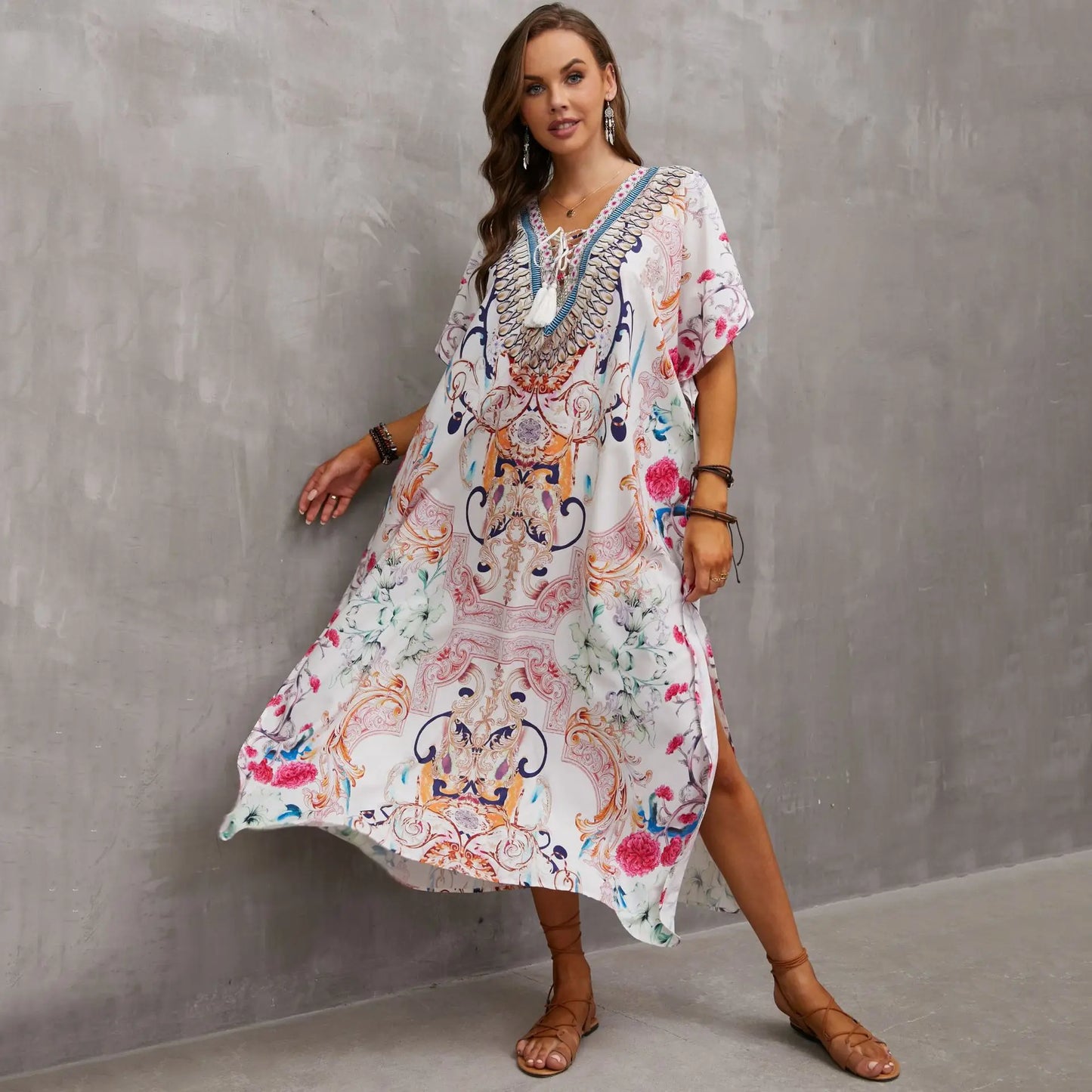 Women's Clothing Kaftan Dresses for Women Plus Size Bathing Suit Cover up Caftan Maxi Beach Dresses