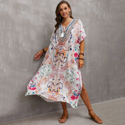 Women's Clothing Kaftan Dresses for Women Plus Size Bathing Suit Cover up Caftan Maxi Beach Dresses
