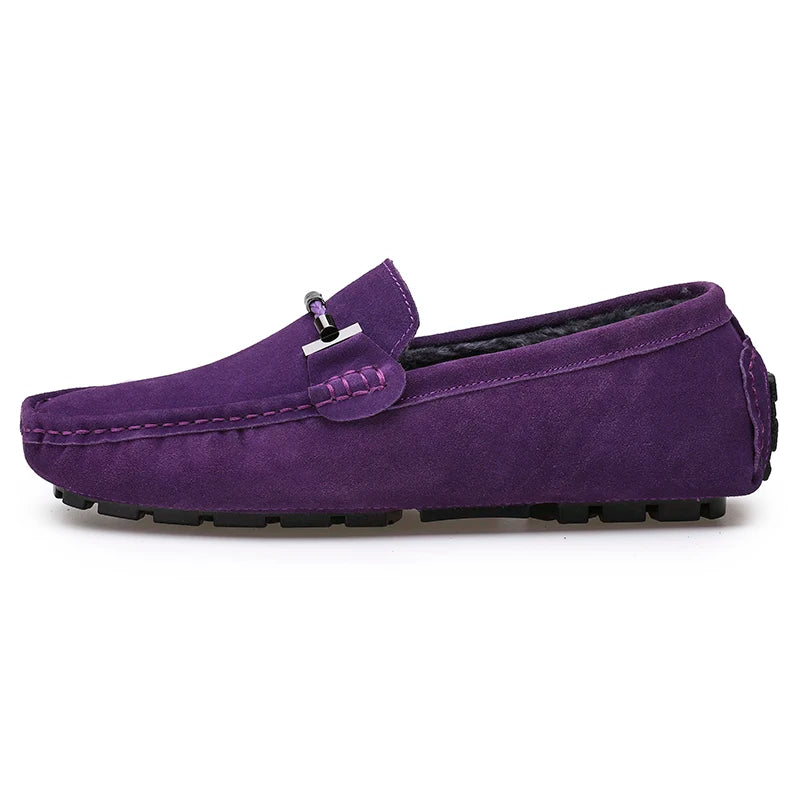 Mocassini da uomo, scarpe casual slip-on, mocassini da uomo in pelliccia, scarpe invernali calde da uomo, mocassini in vera pelle scamosciata di vacchetta, scarpe basse di lusso