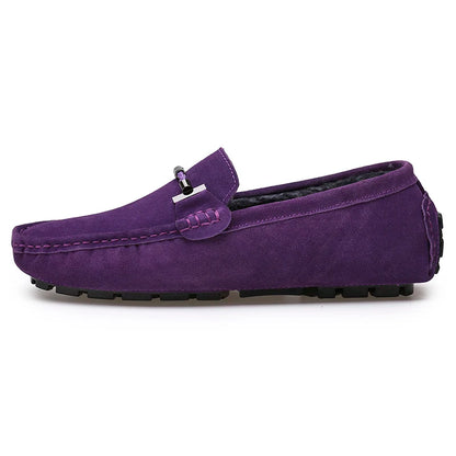 Mocassini da uomo, scarpe casual slip-on, mocassini da uomo in pelliccia, scarpe invernali calde da uomo, mocassini in vera pelle scamosciata di vacchetta, scarpe basse di lusso