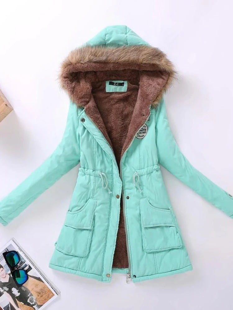 Qpipsd 2025 New Autumn Winter Women Cotton Jacket Padded Casual Slim Coat Emboridery Hooded Parkas Wadded Warm Overcoat
