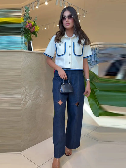 2026 Spring New Solid Hollow Out Long Pants For Women Elegant High Waist Wide Leg Trousers Female Street Casual Y2k Chic Pants