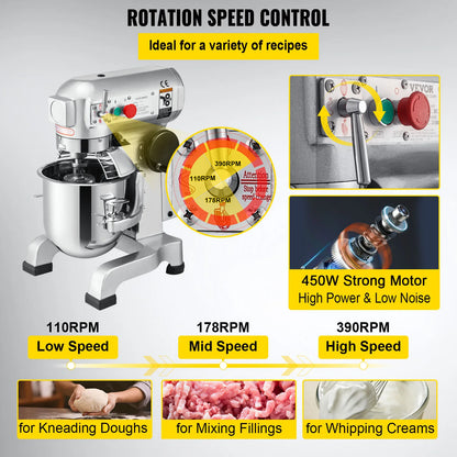 SucceBuy 10-30L Impastatrice elettrica in acciaio inox per panna e uova Frusta per cucina Frullatore per alimenti