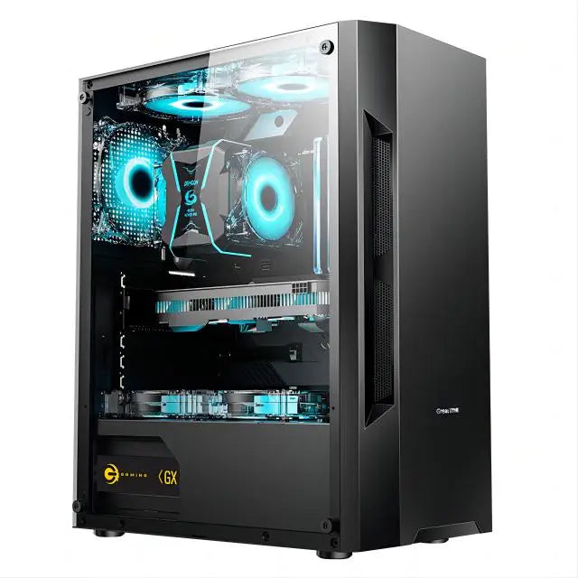 PC da gaming AOTESIER con CPU Core i7, 16 GB di RAM, SSD HD4600 da 256 GB, formato ATX/ITX/M-ATX, pannello laterale a vista completa e frontale in vetro temperato.