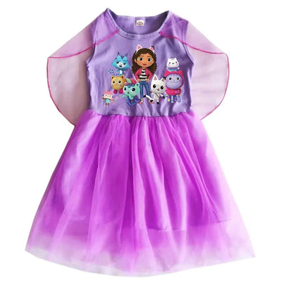 Mochila Gabby's Dollhouse Dress Bambini Gabbys Chat Vestiti Ragazze Manica corta Abiti casual Bambini Matrimonio Principessa Abiti