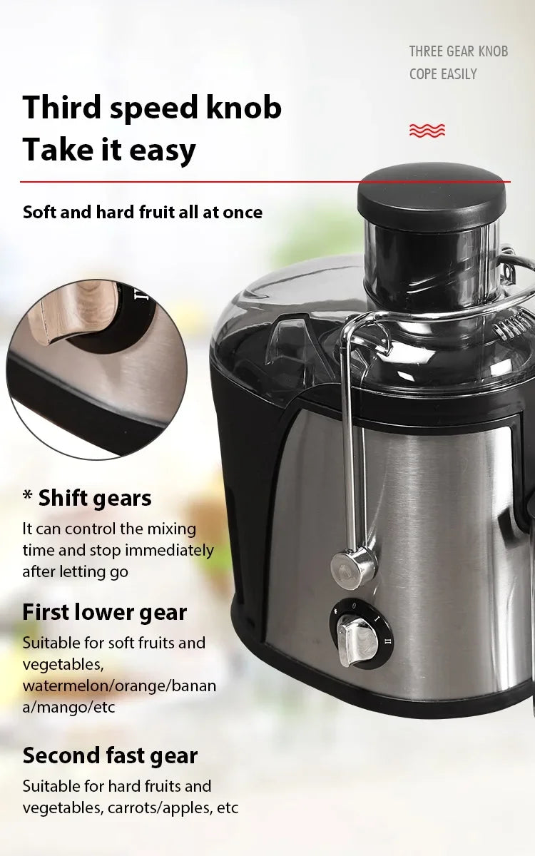 Estrattore di succo da 400 W, motore da 22000 giri/min con tramoggia larga 3" per frutta/verdura intera, spremiagrumi a 2 velocità, design facile da pulire