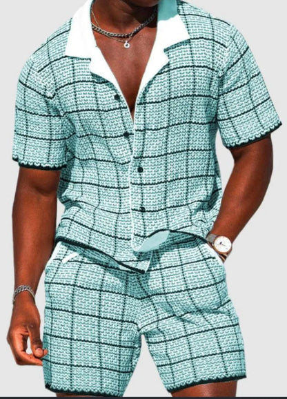 Completo da vacanza hawaiano da uomo, estivo, con camicia a maniche corte e pantaloncini, set di 2 pezzi, streetwear alla moda, abbigliamento casual con stampa 3D.