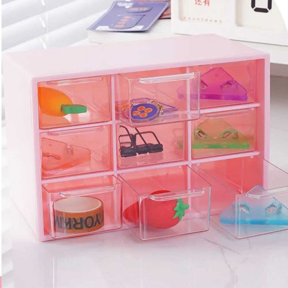 New Transparent 9 Grid Storage Boxes Small Drawer Wall-mounted 9 Grid Organizer Drawers Boxes Small Drawer Partitioned Desktop