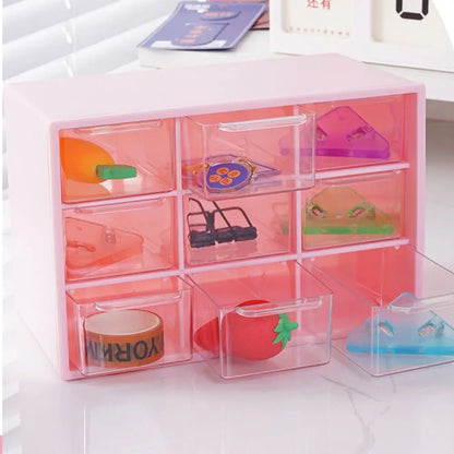 New Transparent 9 Grid Storage Boxes Small Drawer Wall-mounted 9 Grid Organizer Drawers Boxes Small Drawer Partitioned Desktop