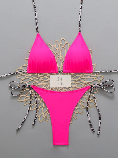 Bikini sexy leopardato da uomo, costume da bagno 2026, bikini micro tanga con laccetti all'americana, set di costumi da bagno femminili per donna, costume da bagno
