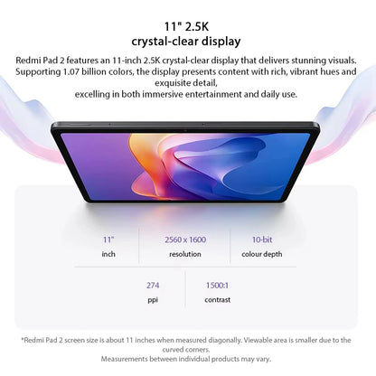 Xiaomi Redmi Pad 2 4GB/128GB 6GB/128GB 8GB/256GB EU Batteria da 9000 mAh 11" 2.5K WiFi Versione Globale Tablet PC