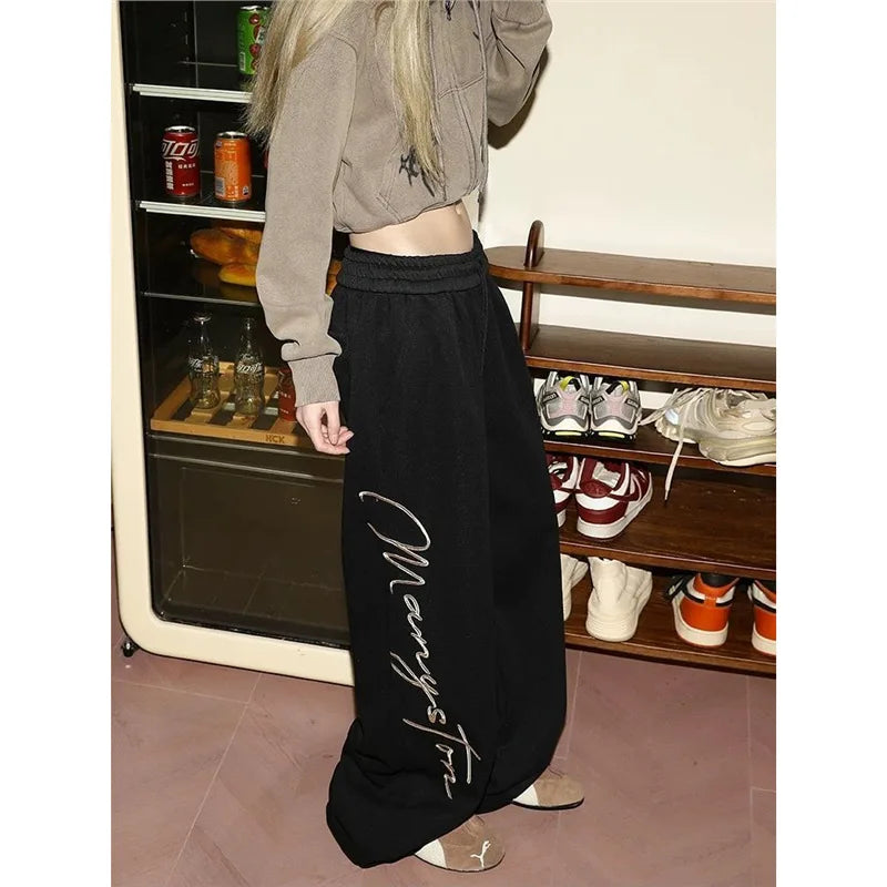 Street Style Jazz Dance Printed Casual Pants Women's Spring Autumn New Small Design Sense Long Pants Polyester Fiber Trousers